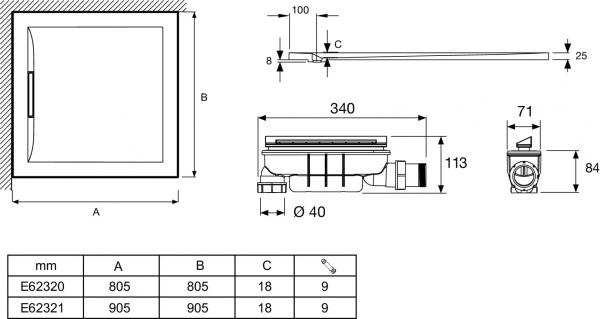 Душевой поддон 80х80 Jacob Delafon Flight Pure E62320-F-00 белый