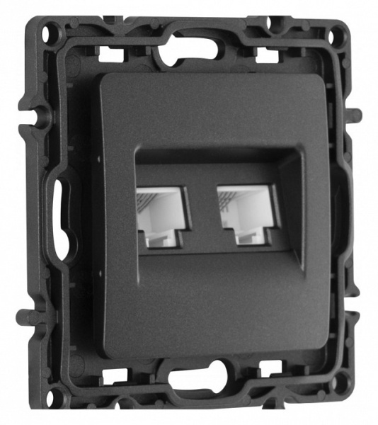 Розетка двойная RJ-11 и Ethernet RJ-45 без рамки Arte Milano am-217 217.44-1.black