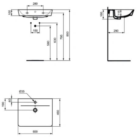 Раковина 60x46 см Ideal Standard Connect Air E0298V3