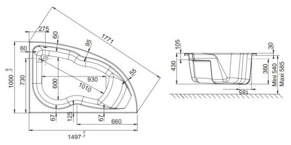 Акриловая ванна Jacob Delafon Micromega Duo 150x100 E60218RU-00 R