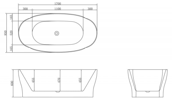 Акриловая ванна BelBagno 170x85 BB403-1700-850