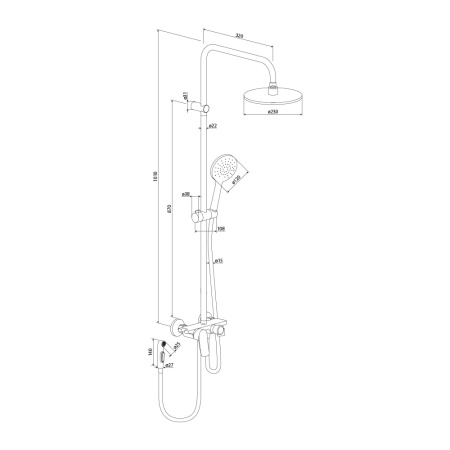 Душевая система Damixa Jupiter 977770300 со смесителем-полкой черный