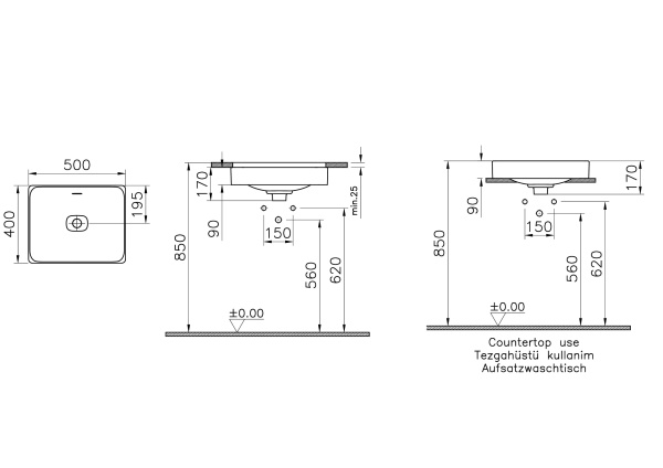 Раковина Vitra Metropole 50 7534B003-0673
