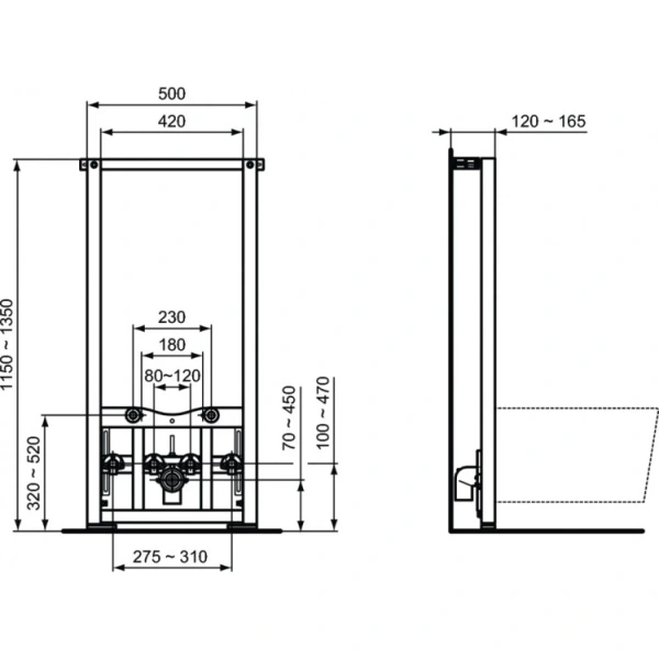 Инсталляция для биде Ideal Standard Prosys R016267
