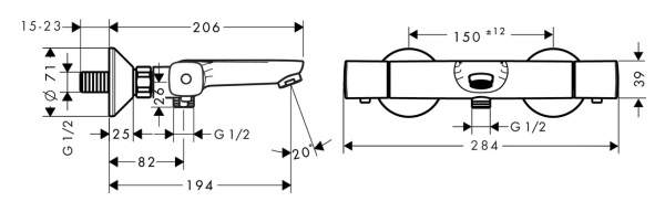 Смеситель для ванны hansgrohe Ecostat 13123000
