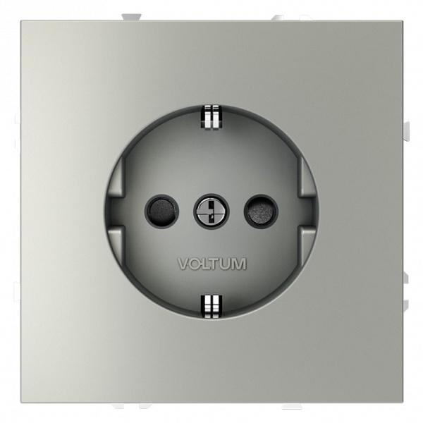 Розетка с заземлением и со шторкой без рамки Voltum S70 VLS040205