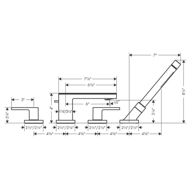 Смеситель на борт ванны Axor MyEdition 47430000 с душевым гарнитуром хром/зеркальное стекло