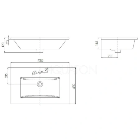 Раковина 75x47 см Акватон Quadro 1AX171WBXX000