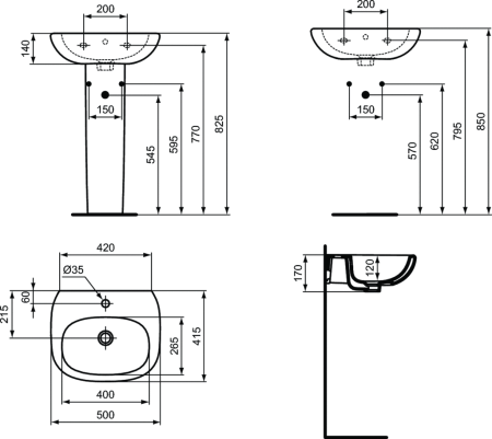 Раковина Ideal Standard Tesi 50 (T009401)