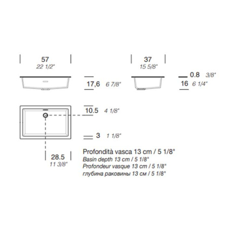 Раковина Milldue Net 57 2496*0 Bianco opaco