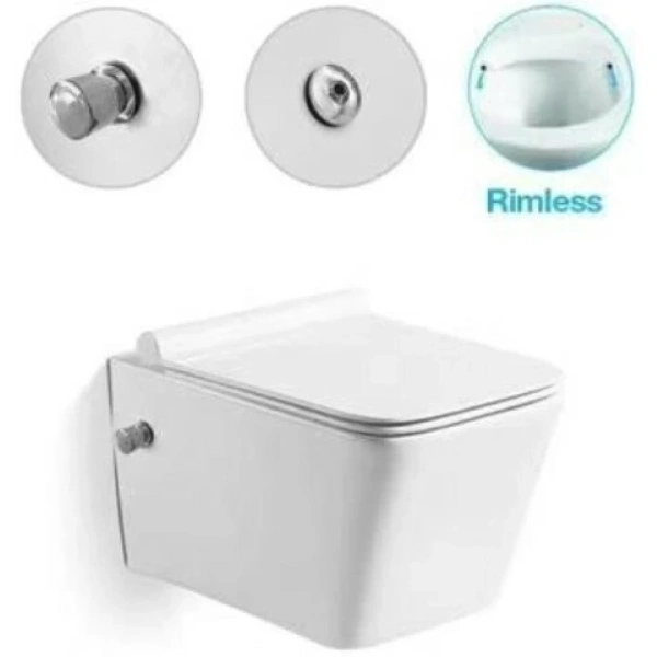 Унитаз подвесной SantiLine SL-5004SM-BD безободковый, с функцией биде, с сиденьем микролифт, белый