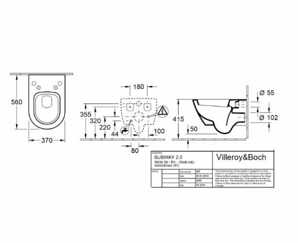 Подвесной унитаз Villeroy&Boch Subway 2.0 560050R1