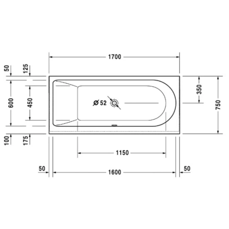 Акриловая ванна 170x75 см левая Duravit Darling New 700242000000000