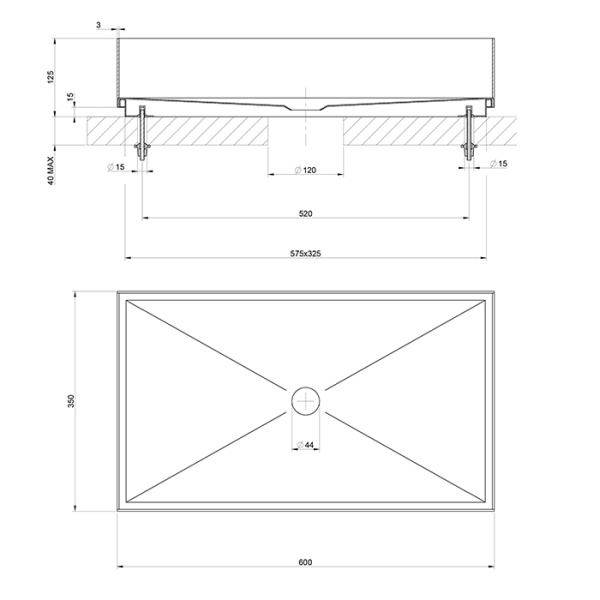 Раковина Gessi 316 60 см 54606#239 хром