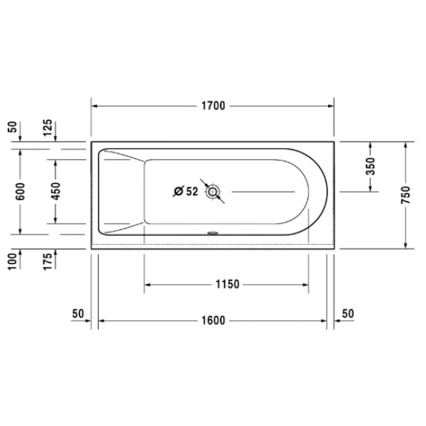 Акриловая ванна 170x75 см левая Duravit Darling New 700242000000000