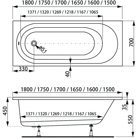 Акриловая ванна 175x70 см Vagnerplast Kasandra VPBA175KAS2X-04