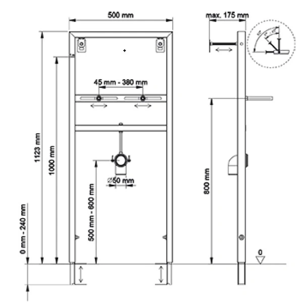 Монтажный элемент для подвесной раковины, 1123 мм Berges Novum 049214