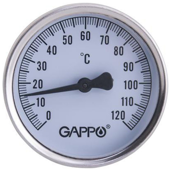 Термометр Gappo биметаллический с погружной гильзой 1/2" x 0-120 гр.