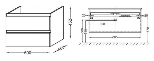 Тумба под раковину 60 см Jacob Delafon Vox EB2030-RA-442 серый антрацит лак