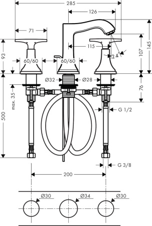 Смеситель для раковины hansgrohe Metropol Classic 31306000