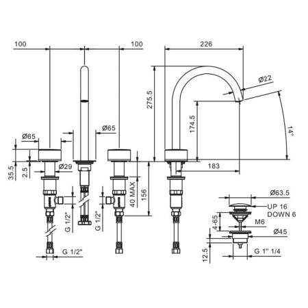 Смеситель для раковины Fantini Nice 65 02 S104S