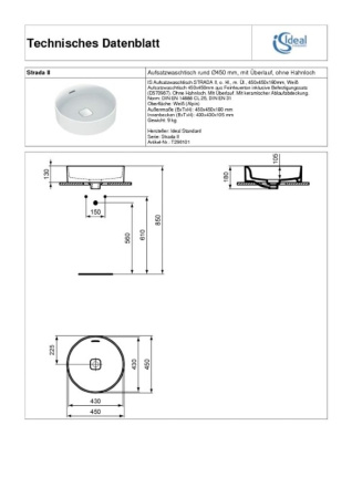 Раковина Ideal Standard 45 см STRADA II T296101