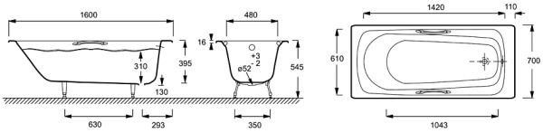 Чугунная ванна Jacob Delafon Melodie 160x70 E2932-00