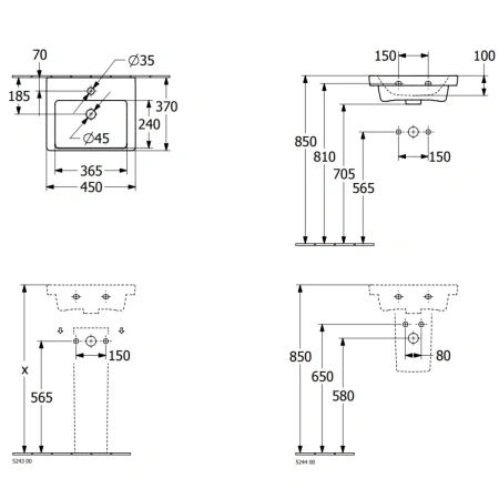 Раковина 45x37см Villeroy & Boch Subway 3.0 43704501