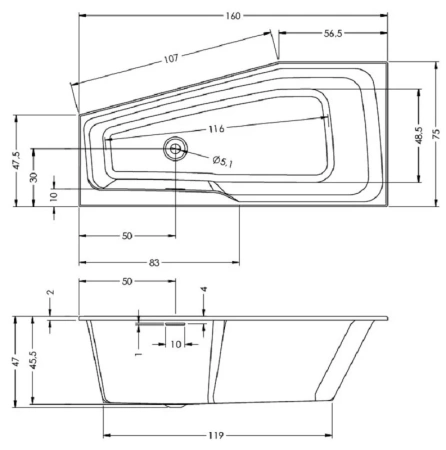 Акриловая ванна Riho Rething Space 160х75 B111006005 белый