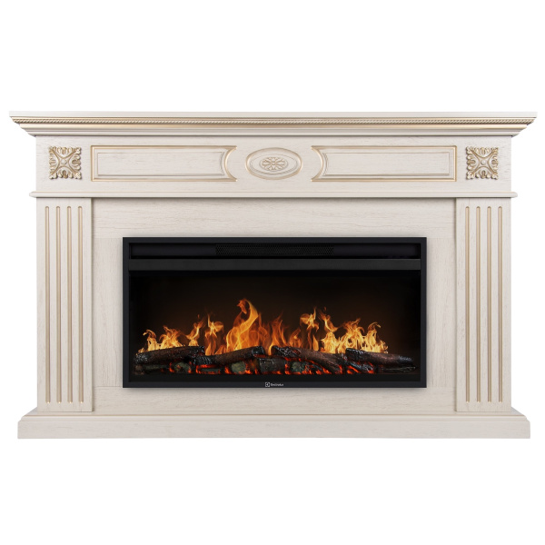 Каминокомплект: Очаг Electrolux EFP/P-3620LS портал Siena 42/40/36 сл кость с зол патиной