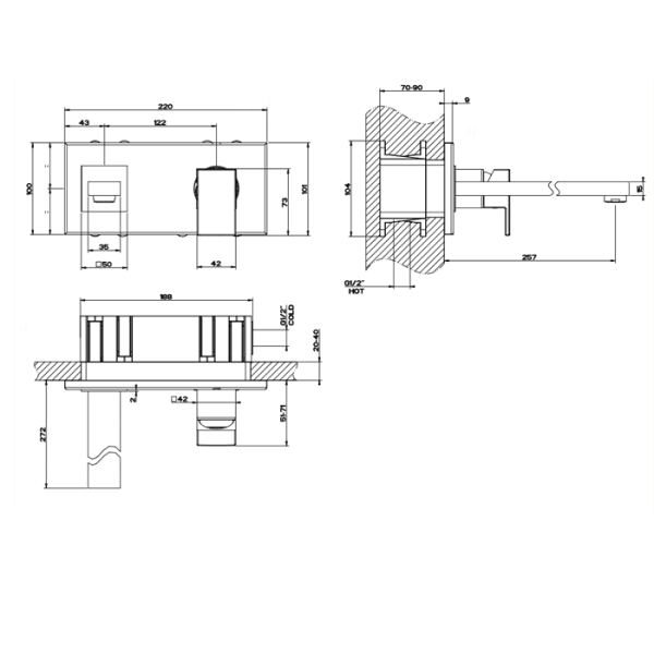 Смеситель для раковины Gessi Rettangolo 44838#031