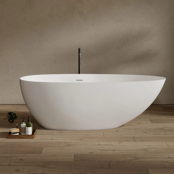 Ванна из литьевого мрамора Abber Stein AS9611NM-1.7 170x80 см, отдельностоящая, белый матовый