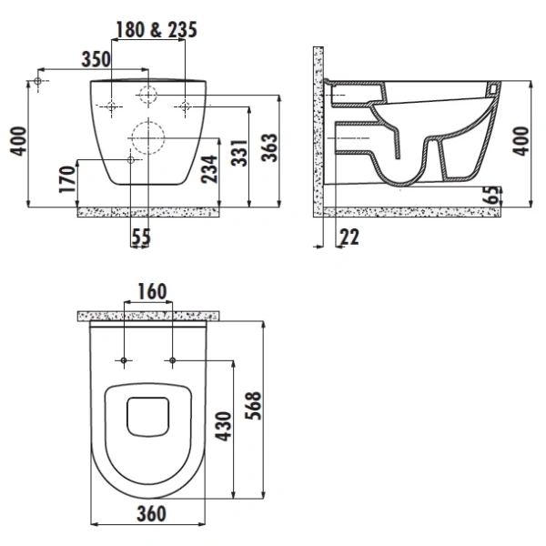 Унитаз подвесной Creavit Patera TP32800000 с функцией биде, белый