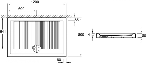 Душевой поддон 120x80 Jacob Delafon Kyreo EN127-00 слив 90 мм белый