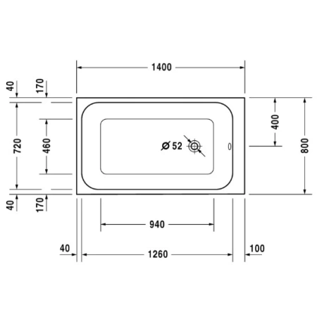 Акриловая ванна 140x80 см Duravit DuraStyle 700233000000000