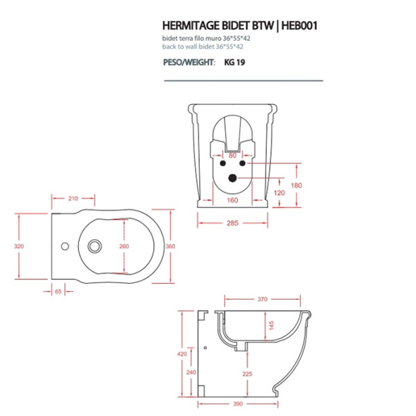 Биде напольное Artceram Hermitage HEB001 01 00
