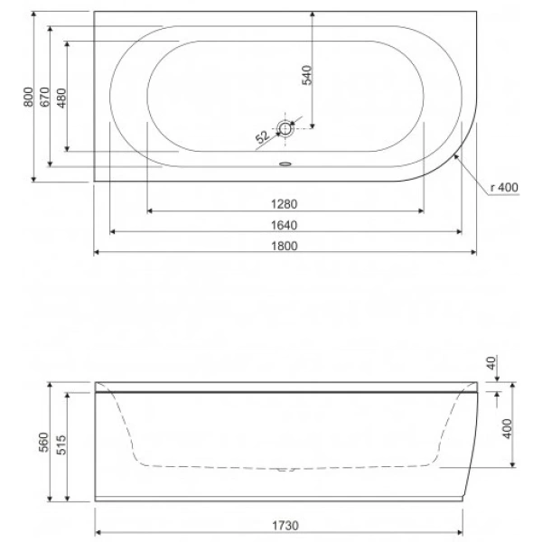 Панель фронтальная 180 L Cezares Metauro Corner METAURO CORNER-180-SCR-L