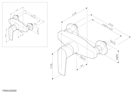 Смеситель для душа AM.PM Gem F90A20022 черный