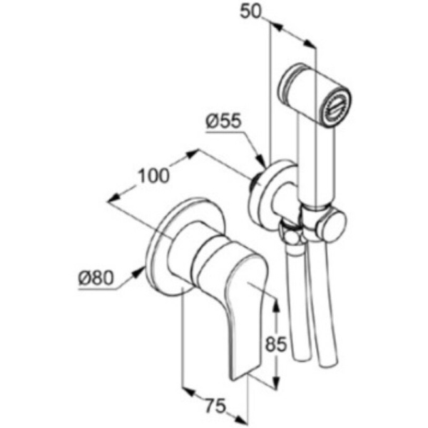 Гигиенический душ Kludi Zenta SL 489983965 черный матовый