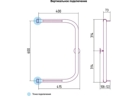 Полотенцесушитель водяной Сунержа П-образный 00-0004-6040