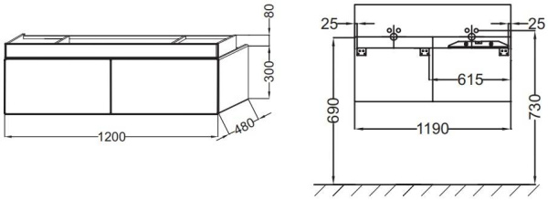 Тумба под раковину Jacob Delafon Terrace 120 EB1188-274 Черный Лак