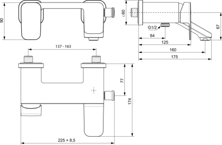 Смеситель для ванны Ideal Standard Tonic II A6338AA