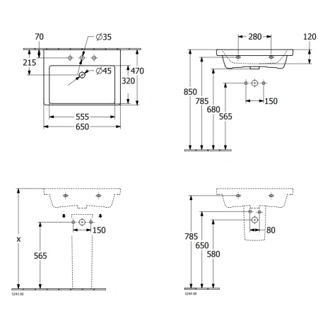 Раковина 65x47 см Villeroy & Boch Subway 3.0 4A706501