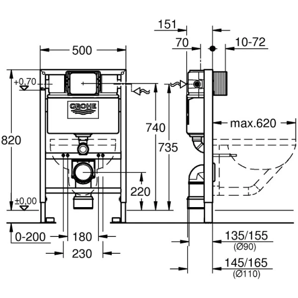 Инсталляция для унитаза Grohe Rapid SL 38526000
