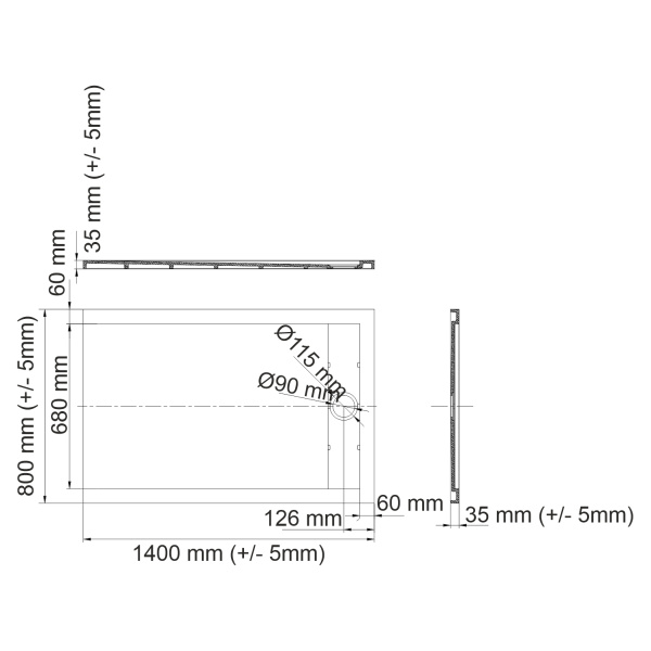 Душевой поддон WasserKRAFT Wiese 84T 84T35