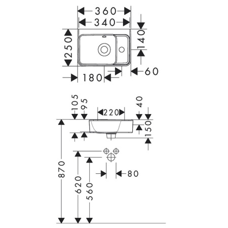 Раковина hansgrohe Xanuia Q 36x25 60129450 белая