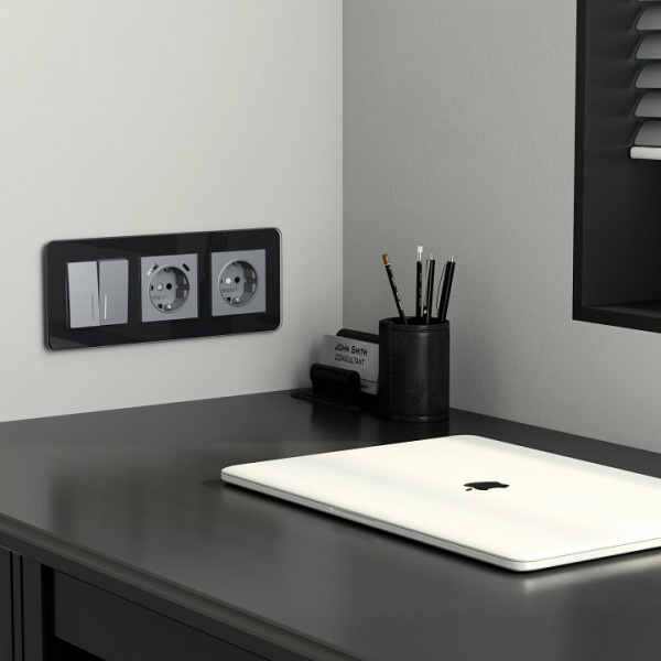 Рамка на 3 поста Werkel Elite (черный стекло) W0032448