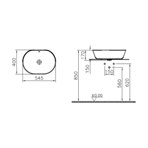 Раковина-чаша Vitra Geo 55 см 7427B003-0012 белый