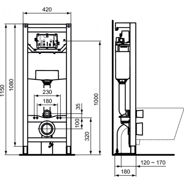 Инсталляция для унитаза Ideal Standard Prosys Frame 120 M R015467
