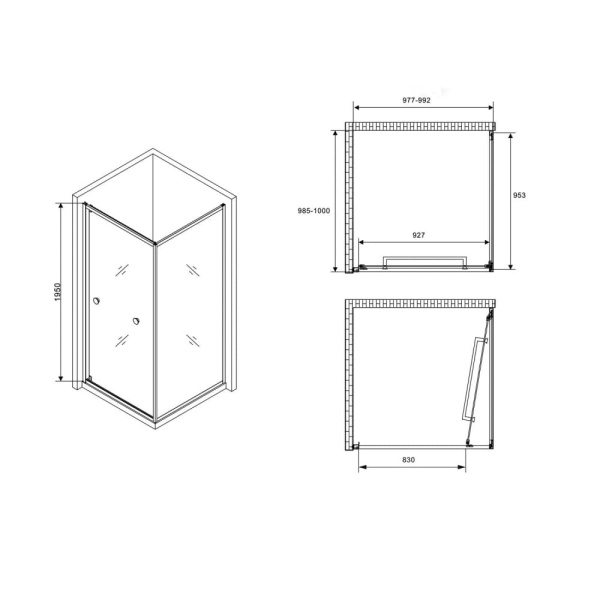 Душевой уголок Abber Schwarzer Diamant 100x100 AG0A100B черный матовый